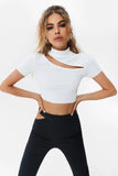 Navel Cutout Short-sleeved Top - Nioor