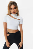 Navel Cutout Short-sleeved Top - Nioor