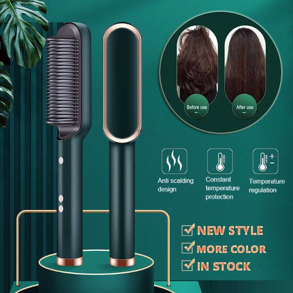 New 2 In 1 Hair Straightener Hot Comb Negative Ion Curling Tong Dual-purpose Electric Hair Brush - Nioor