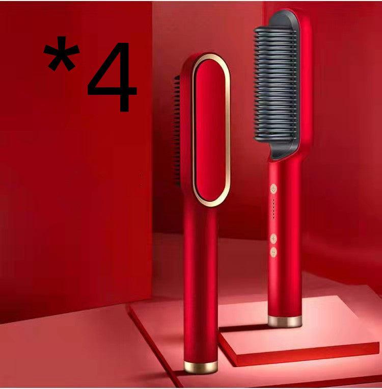 New 2 In 1 Hair Straightener Hot Comb Negative Ion Curling Tong Dual-purpose Electric Hair Brush - Nioor