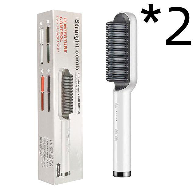 New 2 In 1 Hair Straightener Hot Comb Negative Ion Curling Tong Dual-purpose Electric Hair Brush - Nioor