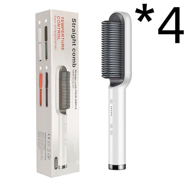 New 2 In 1 Hair Straightener Hot Comb Negative Ion Curling Tong Dual-purpose Electric Hair Brush - Nioor