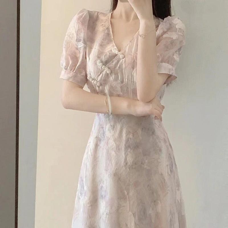 New Chinese Style Cheongsam Floral Dress - Nioor