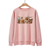 New Coffee Pumpkin Halloween Street Spring Autumn And Winter Round Neck Loose Casual Pullover - Nioor