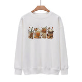 New Coffee Pumpkin Halloween Street Spring Autumn And Winter Round Neck Loose Casual Pullover - Nioor