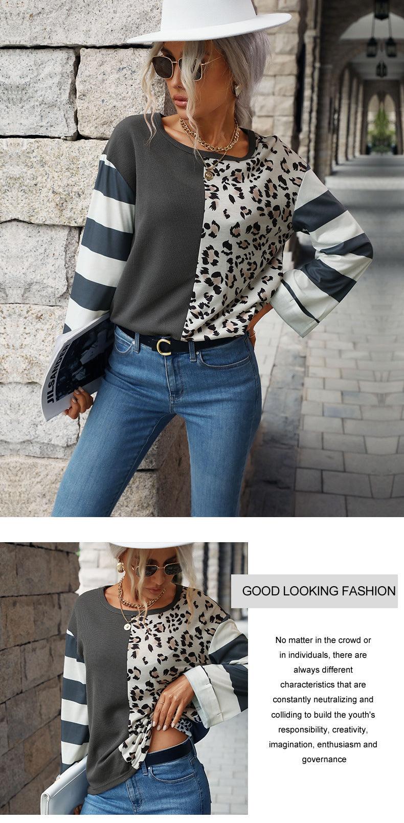 New European And American Autumn And Winter Stitching Waffle Knitted Pullover Sweater - Nioor