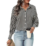 New European And American Long-sleeved Commuter Striped Shirt For Women - Nioor