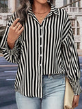 New European And American Long-sleeved Commuter Striped Shirt For Women - Nioor