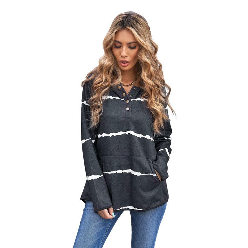 New European And American Striped Hooded Sweater Women - Nioor