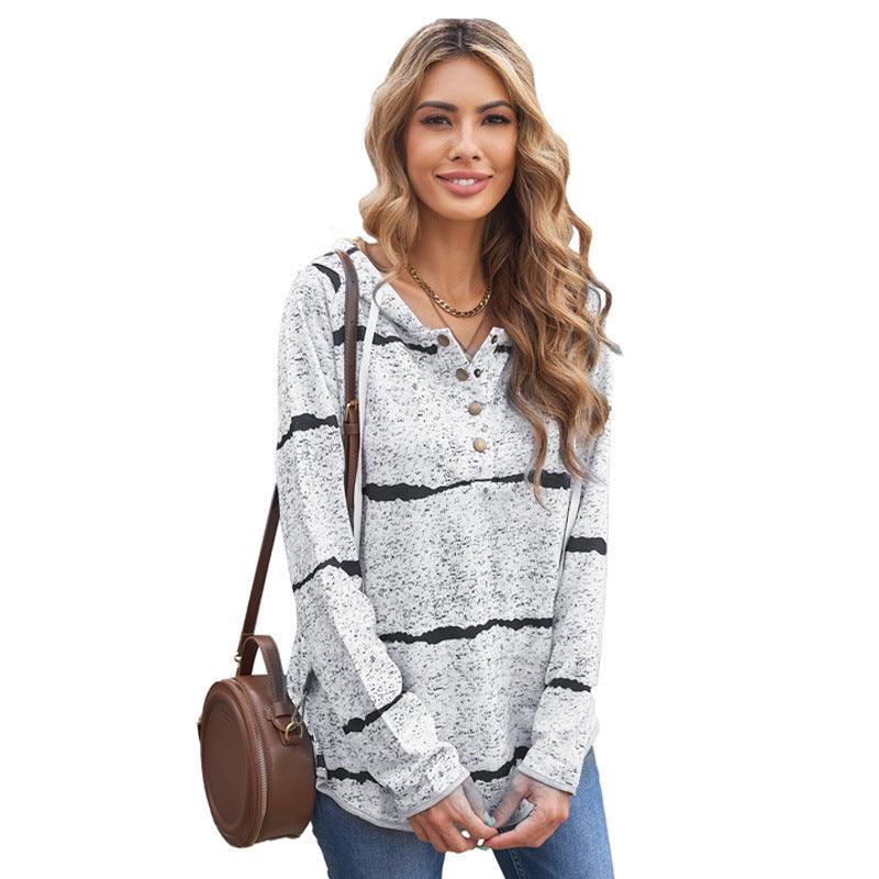 New European And American Striped Hooded Sweater Women - Nioor