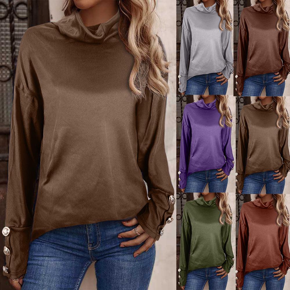 New European And American Women's Sweater High Button Top - Nioor