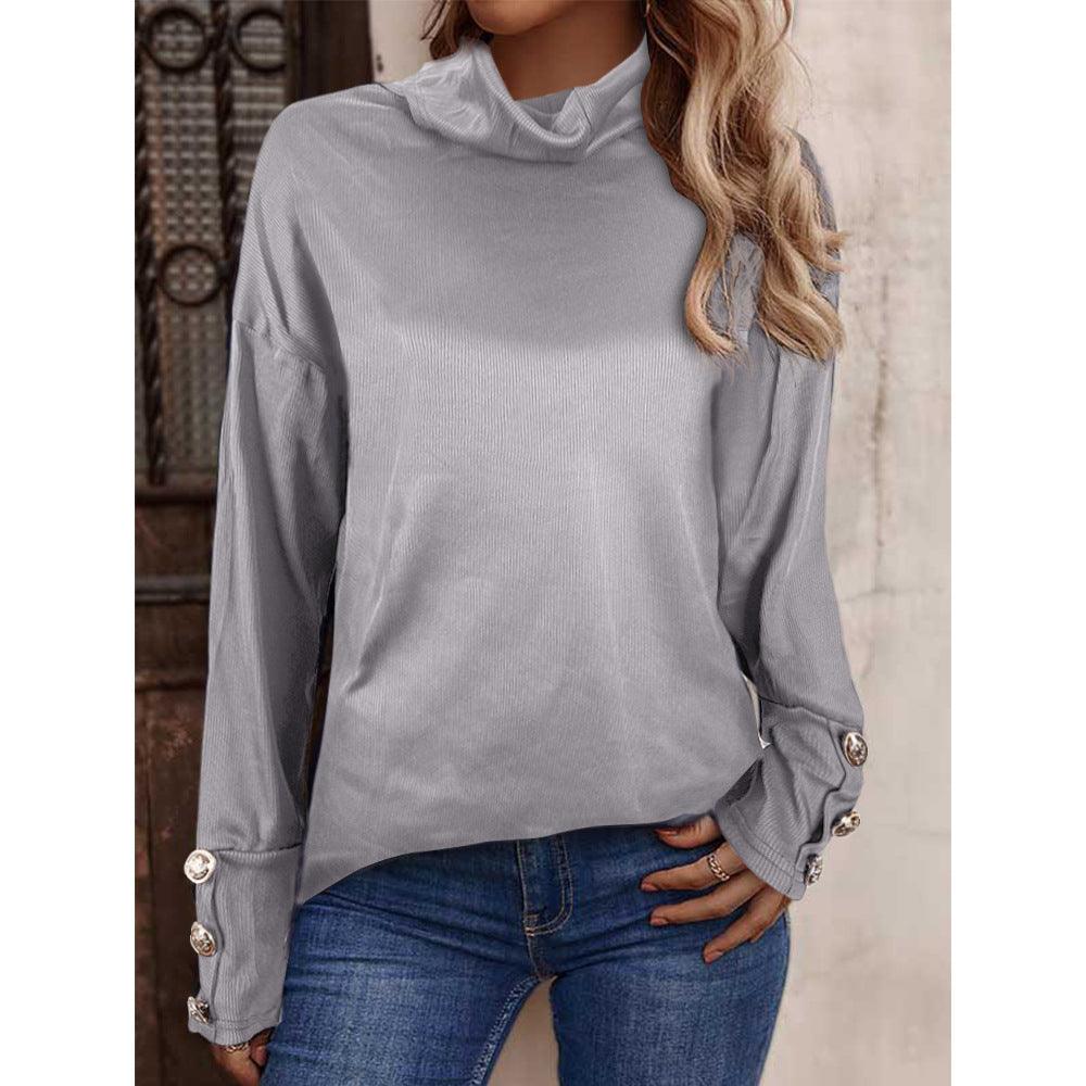 New European And American Women's Sweater High Button Top - Nioor