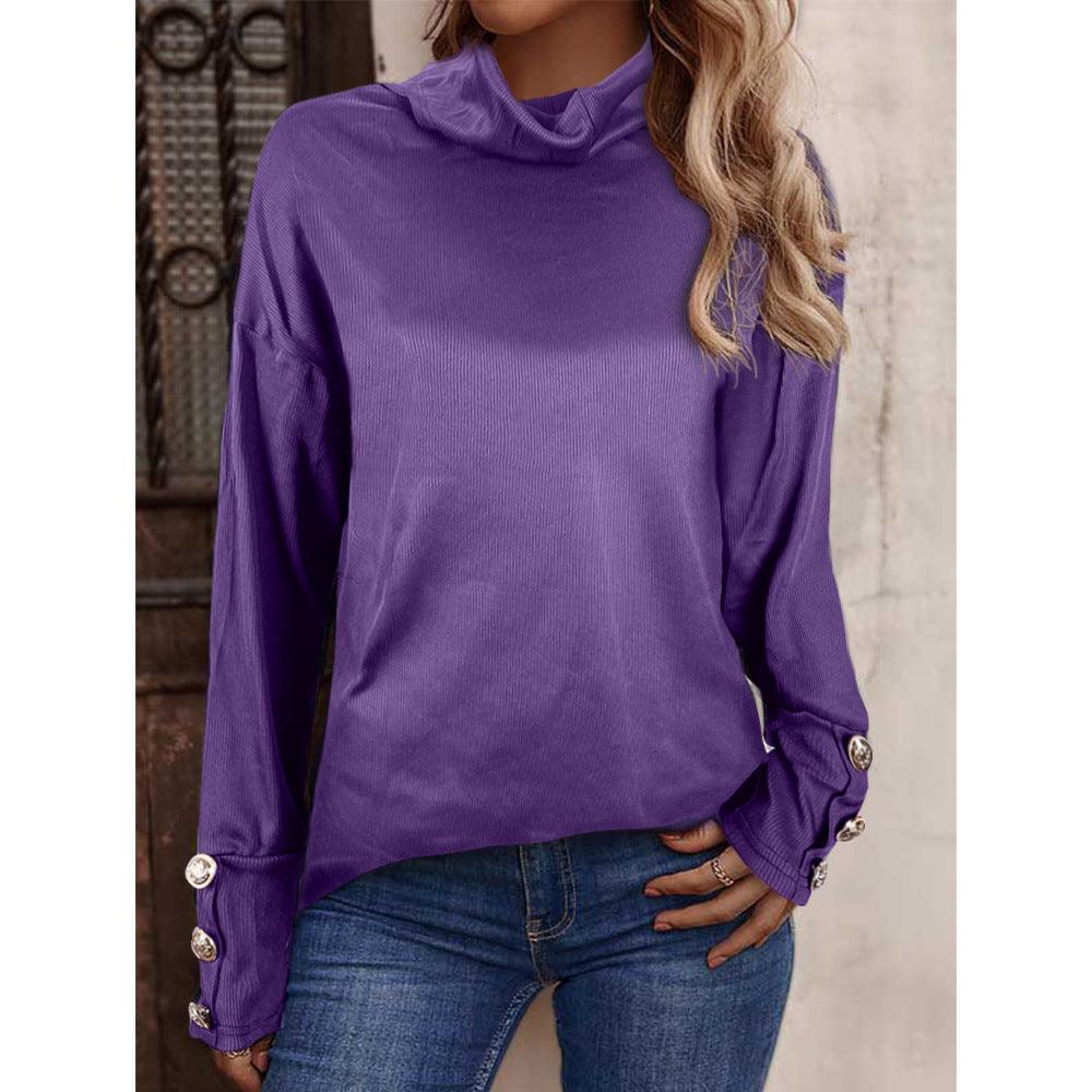 New European And American Women's Sweater High Button Top - Nioor