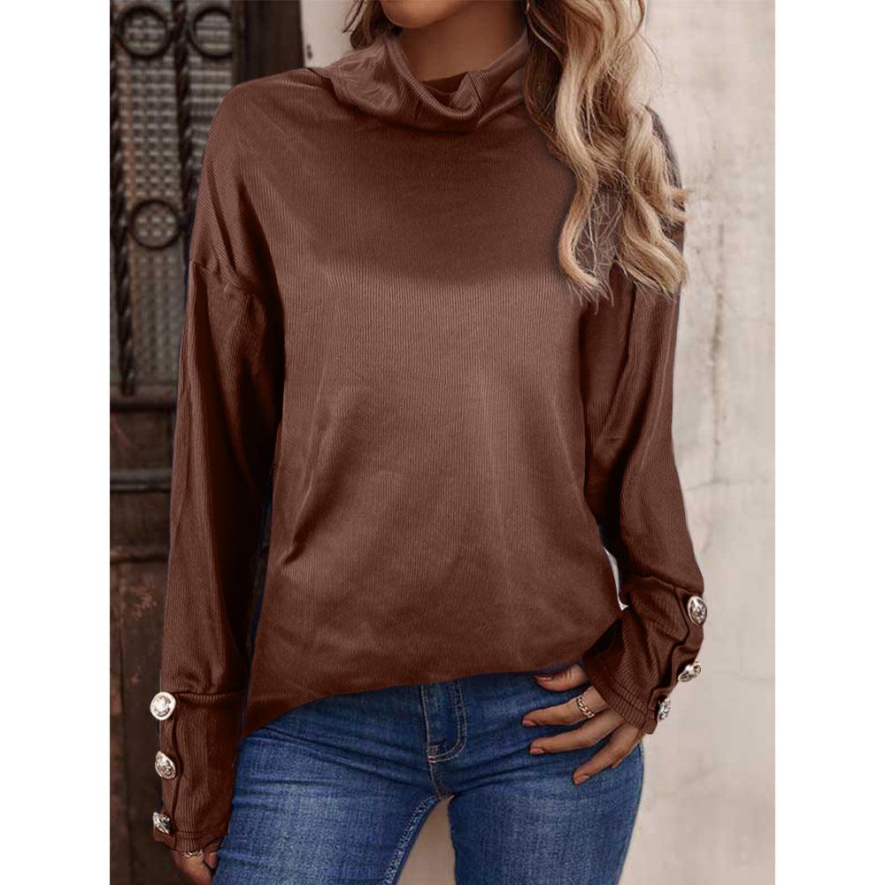 New European And American Women's Sweater High Button Top - Nioor