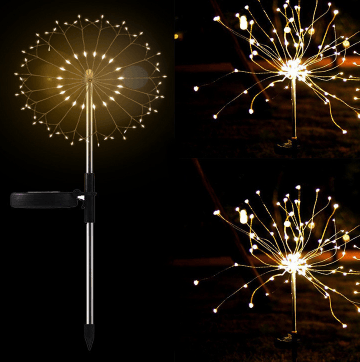 New Ground Plug Solar Fireworks Light LED Light String Copper Wire Outdoor Garden Decoration Star Lights Christmas Lights - Nioor