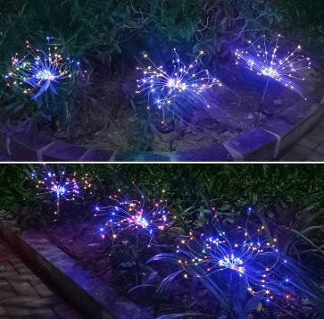 New Ground Plug Solar Fireworks Light LED Light String Copper Wire Outdoor Garden Decoration Star Lights Christmas Lights - Nioor