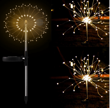 New Ground Plug Solar Fireworks Light LED Light String Copper Wire Outdoor Garden Decoration Star Lights Christmas Lights - Nioor