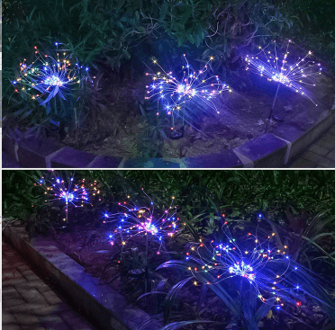 New Ground Plug Solar Fireworks Light LED Light String Copper Wire Outdoor Garden Decoration Star Lights Christmas Lights - Nioor