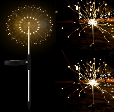 New Ground Plug Solar Fireworks Light LED Light String Copper Wire Outdoor Garden Decoration Star Lights Christmas Lights - Nioor