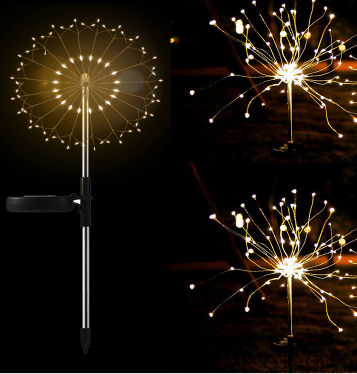 New Ground Plug Solar Fireworks Light LED Light String Copper Wire Outdoor Garden Decoration Star Lights Christmas Lights - Nioor