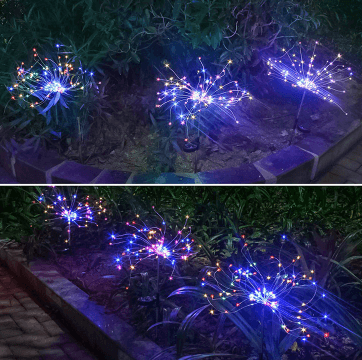 New Ground Plug Solar Fireworks Light LED Light String Copper Wire Outdoor Garden Decoration Star Lights Christmas Lights - Nioor