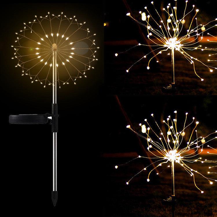 New Ground Plug Solar Fireworks Light LED Light String Copper Wire Outdoor Garden Decoration Star Lights Christmas Lights - Nioor