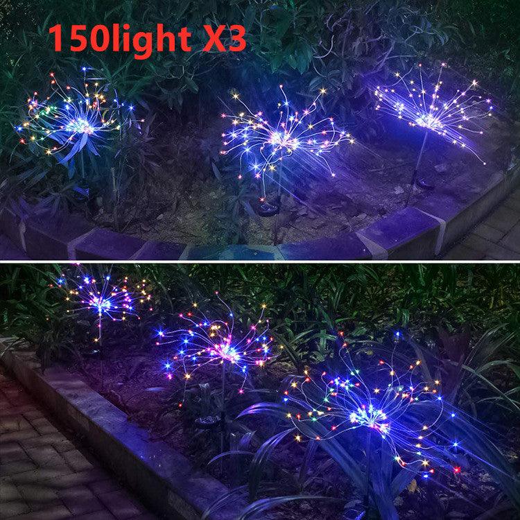 New Ground Plug Solar Fireworks Light LED Light String Copper Wire Outdoor Garden Decoration Star Lights Christmas Lights - Nioor