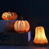 New Halloween Pumpkin Lantern Simulation Pumpkin LED Candle Lamp Resin Luminous Pumpkin - Nioor