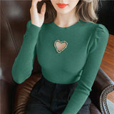 New Hollow Heart Beaded Knitted Bottom Shirt For Women - Nioor