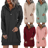 New Hot Fashion Women's Solid Hooded Drawstring Sweater - Nioor