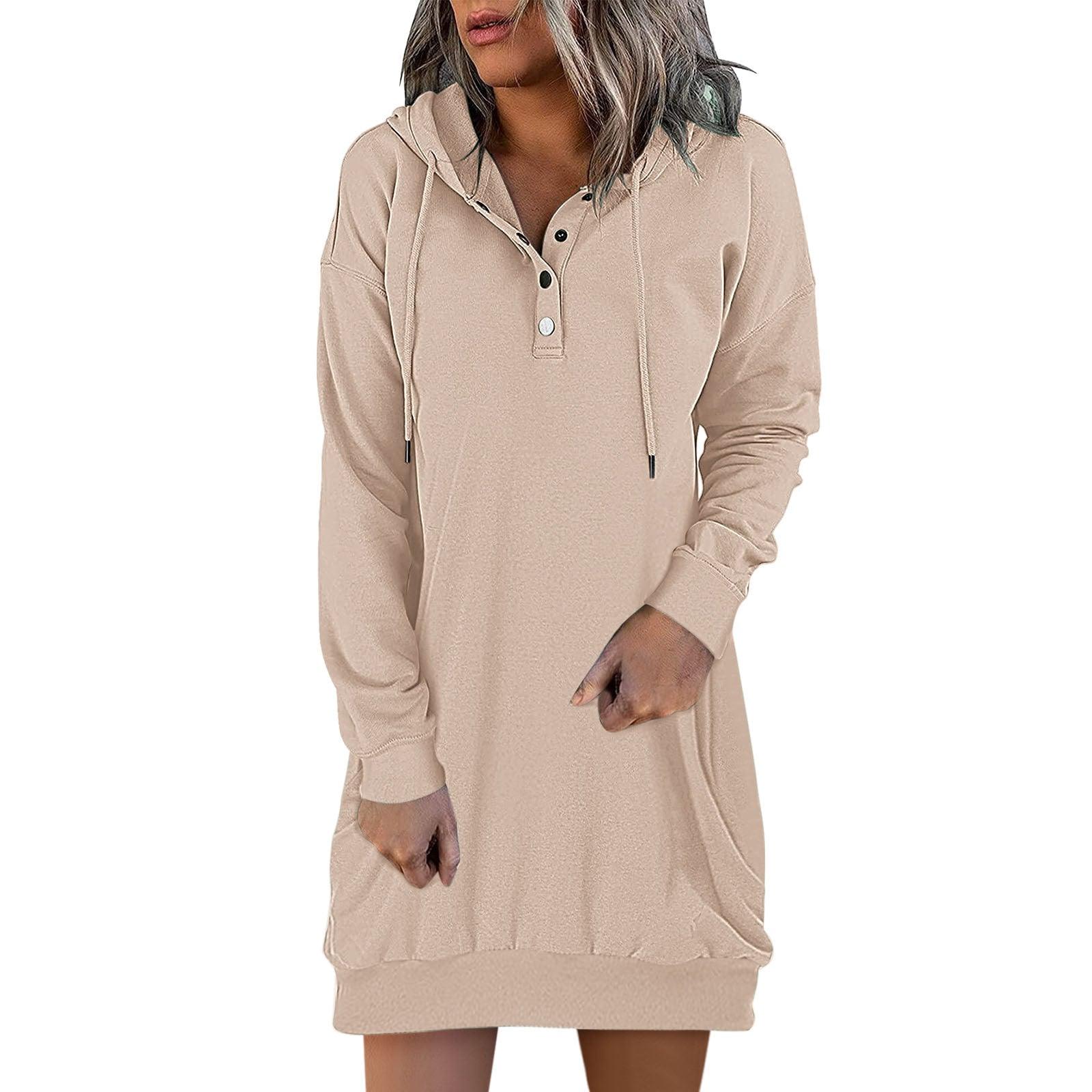 New Hot Fashion Women's Solid Hooded Drawstring Sweater - Nioor