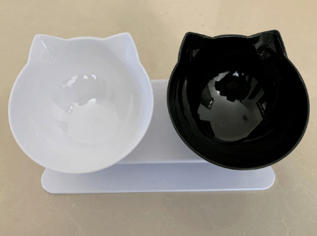 New Inclined Food Cat Ear Oblique Mouth Transparent Single Pet Bowl - Nioor