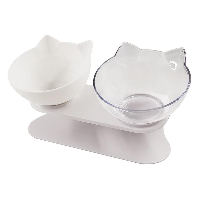 New Inclined Food Cat Ear Oblique Mouth Transparent Single Pet Bowl - Nioor