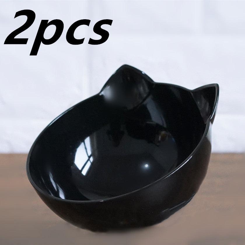 New Inclined Food Cat Ear Oblique Mouth Transparent Single Pet Bowl - Nioor