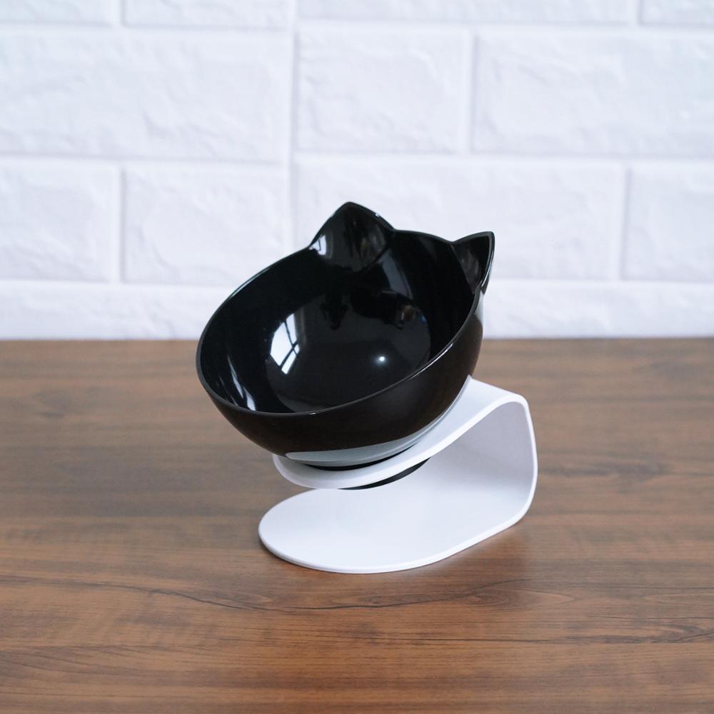 New Inclined Food Cat Ear Oblique Mouth Transparent Single Pet Bowl - Nioor