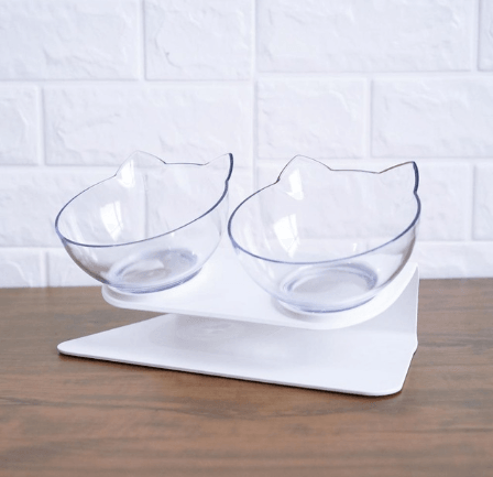 New Inclined Food Cat Ear Oblique Mouth Transparent Single Pet Bowl - Nioor