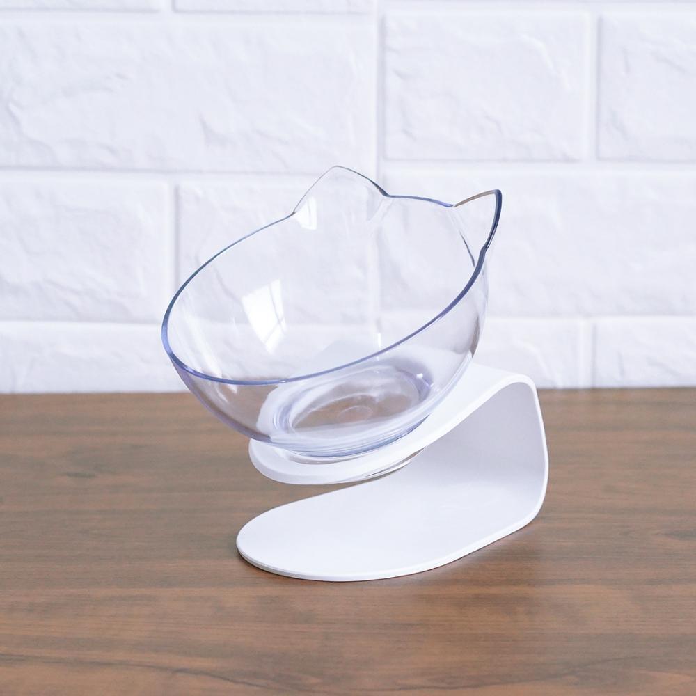 New Inclined Food Cat Ear Oblique Mouth Transparent Single Pet Bowl - Nioor