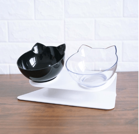 New Inclined Food Cat Ear Oblique Mouth Transparent Single Pet Bowl - Nioor