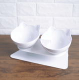 New Inclined Food Cat Ear Oblique Mouth Transparent Single Pet Bowl - Nioor