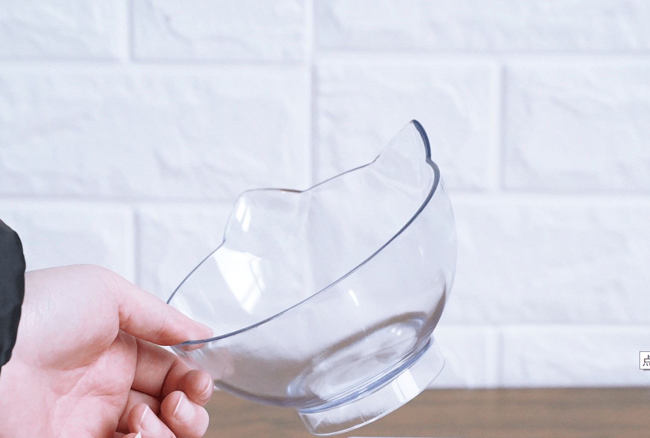 New Inclined Food Cat Ear Oblique Mouth Transparent Single Pet Bowl - Nioor