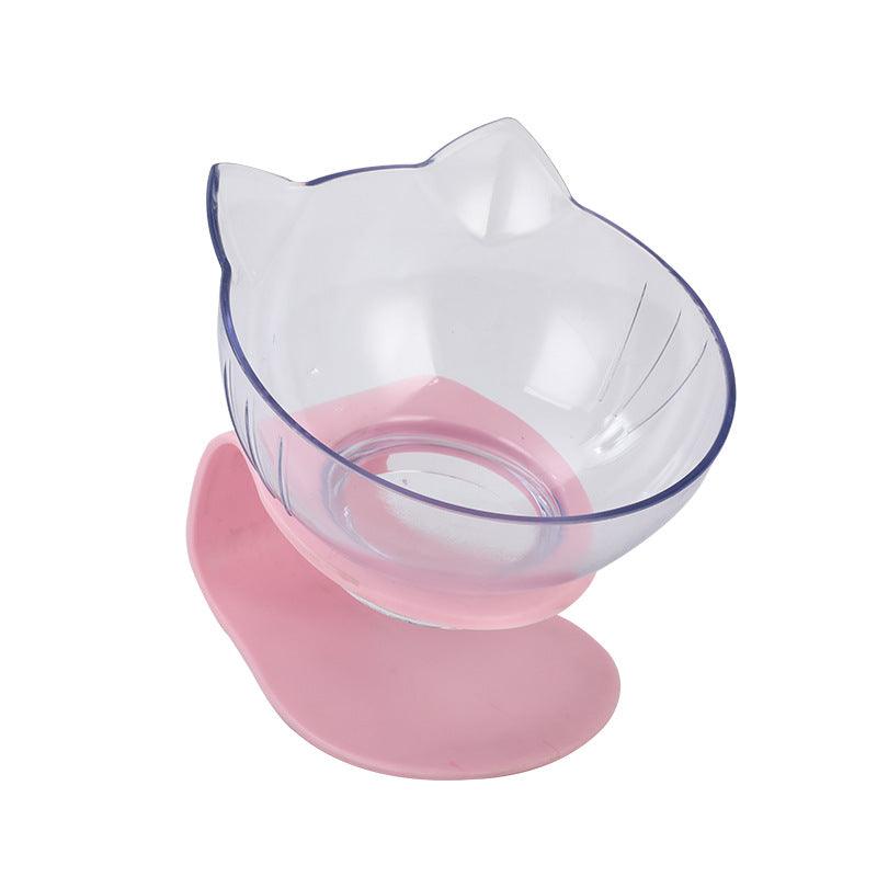 New Inclined Food Cat Ear Oblique Mouth Transparent Single Pet Bowl - Nioor