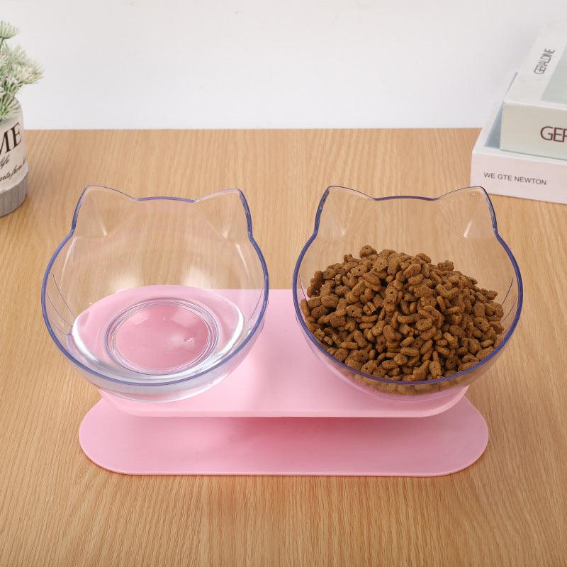 New Inclined Food Cat Ear Oblique Mouth Transparent Single Pet Bowl - Nioor