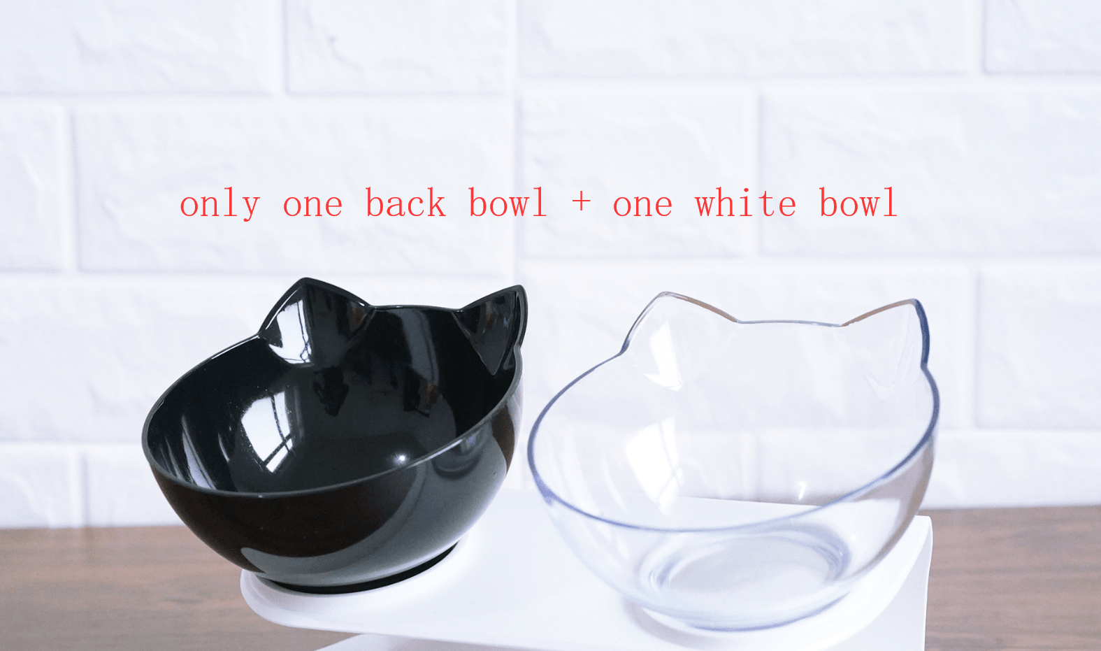 New Inclined Food Cat Ear Oblique Mouth Transparent Single Pet Bowl - Nioor