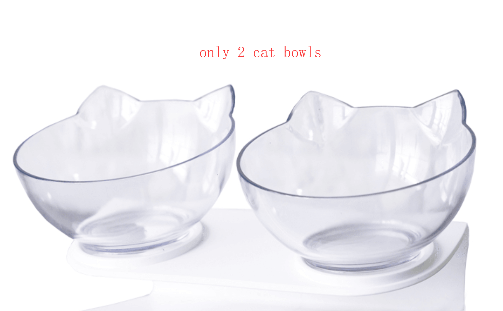 New Inclined Food Cat Ear Oblique Mouth Transparent Single Pet Bowl - Nioor