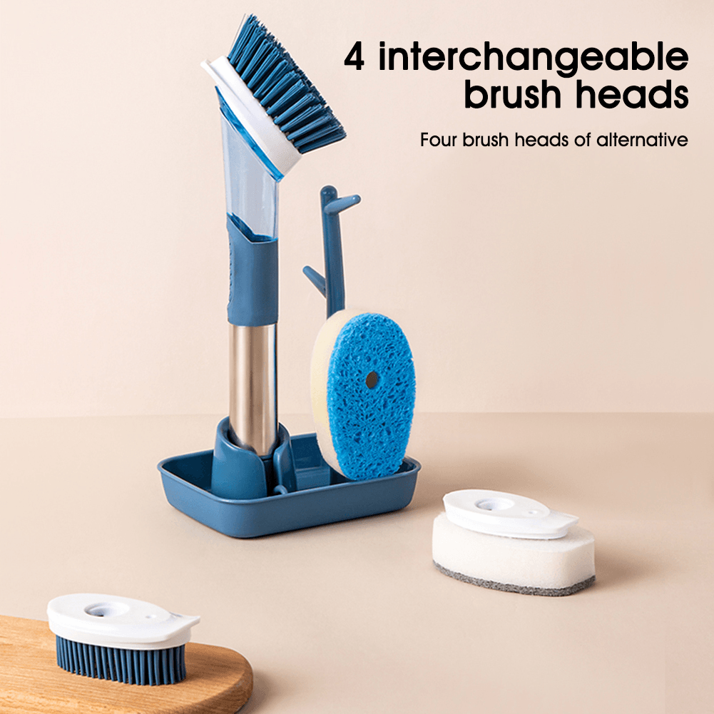 New Multifunctional Dish Brush Household Kitchen Oily Sponge Long Handle Cleaning Brush - Nioor