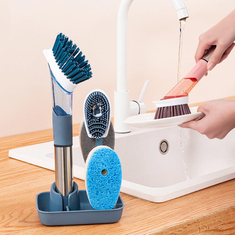 New Multifunctional Dish Brush Household Kitchen Oily Sponge Long Handle Cleaning Brush - Nioor