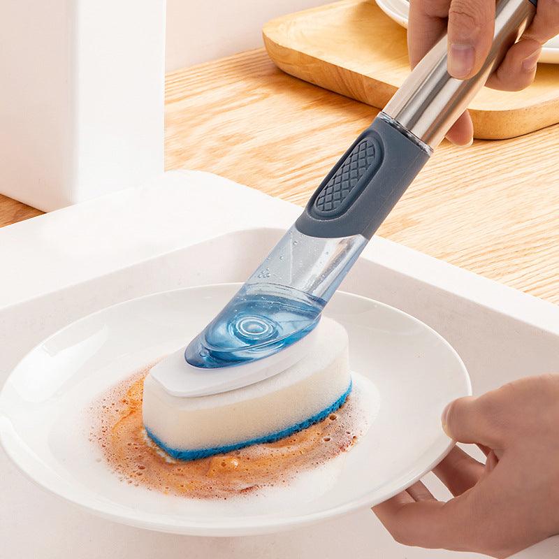 New Multifunctional Dish Brush Household Kitchen Oily Sponge Long Handle Cleaning Brush - Nioor