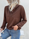 New Patchwork Casual Hooded Button Pullover Sweatshirt - Nioor