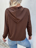 New Patchwork Casual Hooded Button Pullover Sweatshirt - Nioor