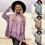 New Printed Long Sleeve High Collar Loose Casual Top For Women - Nioor